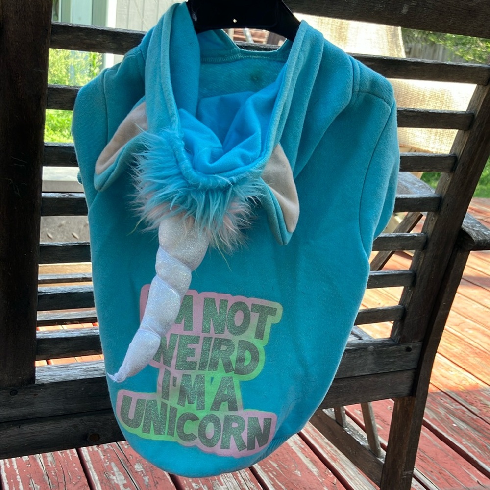 Dogs Blue Unicorn Hoodie L